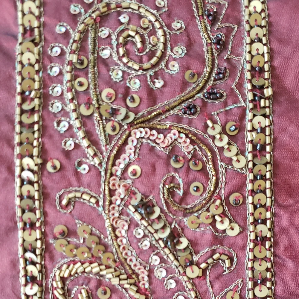 Kreations Oversized Pillow with Exquisite Gold Sequin Beads Embroidery NWT